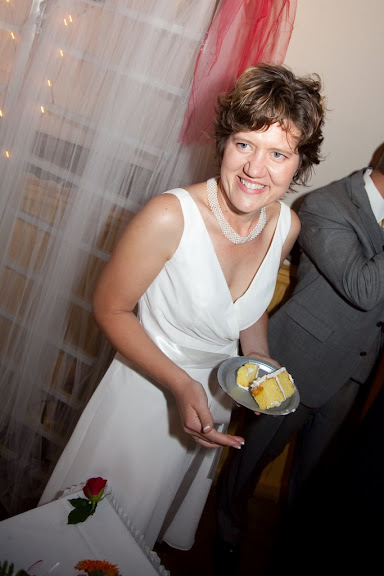 Jenn eating cake. Jenn eating cake.